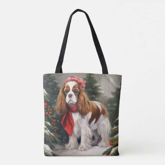 Cavalier King Charles Spaniel Dog Kerstmis Tote Bag (Achterkant)