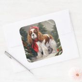 Cavalier King Charles Spaniel Dog Kerstmis Vierkante Sticker (Envelop)