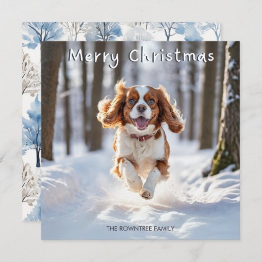 Cavalier King Charles Spaniel Dog Merry Kerstmis Feestdagenkaart (Voorkant / Achterkant)