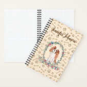 Cavalier King Charles Spaniel Dog Paw Print Floral Notitieboek (Binnen)