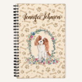 Cavalier King Charles Spaniel Dog Paw Print Floral Notitieboek (Voorkant)