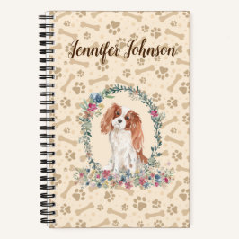 Cavalier King Charles Spaniel Dog Paw Print Floral Notitieboek