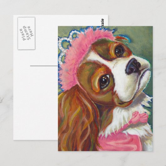 Cavalier King Charles Spaniel Dog Princess ART Briefkaart (Voorkant / Achterkant)