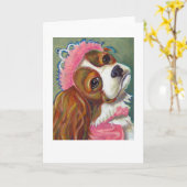 Cavalier King Charles Spaniel Dog Princess ART Kaart (Gele Bloem)