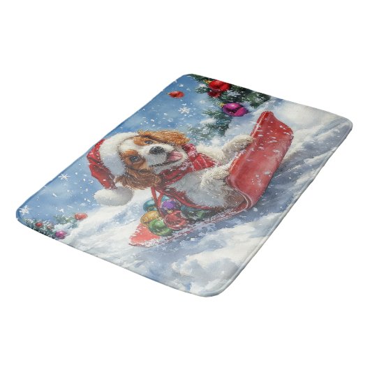 Cavalier King Charles Spaniel Dog Sledge Kerstmis Badmat (Gekanteld)