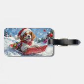 Cavalier King Charles Spaniel Dog Sledge Kerstmis Bagagelabel (Achterkant horizontaal)