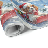 Cavalier King Charles Spaniel Dog Sledge Kerstmis Cadeaupapier (Rol Hoek)