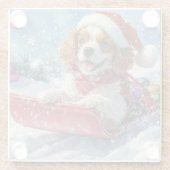 Cavalier King Charles Spaniel Dog Sledge Kerstmis Glazen Onderzetter (Achterkant)