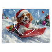 Cavalier King Charles Spaniel Dog Sledge Kerstmis Groot Cadeauzakje (Voorkant)