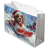 Cavalier King Charles Spaniel Dog Sledge Kerstmis Groot Cadeauzakje (Achterkant Gekanteld)