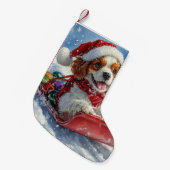 Cavalier King Charles Spaniel Dog Sledge Kerstmis Kleine Kerstsok (Voorkant (Hangend))
