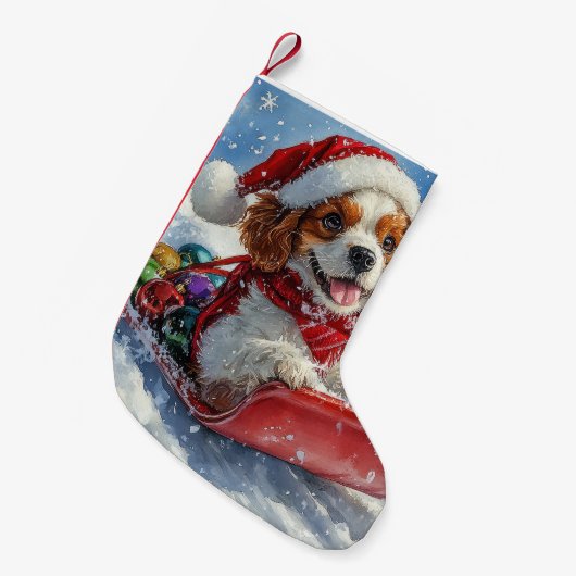 Cavalier King Charles Spaniel Dog Sledge Kerstmis Kleine Kerstsok (Voorkant (Hangend))
