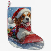 Cavalier King Charles Spaniel Dog Sledge Kerstmis Kleine Kerstsok (Voorkant)