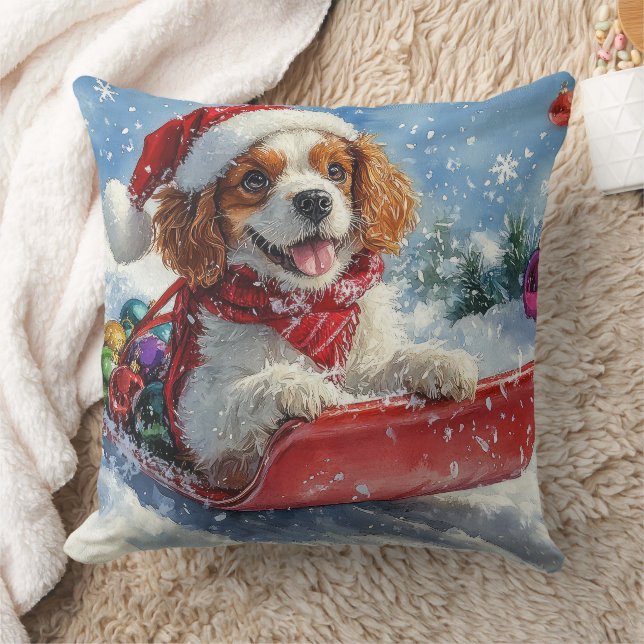 Cavalier King Charles Spaniel Dog Sledge Kerstmis Kussen (Deken)