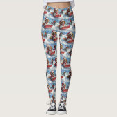 Cavalier King Charles Spaniel Dog Sledge Kerstmis Leggings (Voorkant)