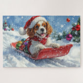 Cavalier King Charles Spaniel Dog Sledge Kerstmis Legpuzzel (Horizontaal)