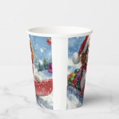 Cavalier King Charles Spaniel Dog Sledge Kerstmis Papieren Bekers (Rechts)