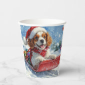 Cavalier King Charles Spaniel Dog Sledge Kerstmis Papieren Bekers (Voorkant)