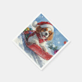 Cavalier King Charles Spaniel Dog Sledge Kerstmis Servet (Hoek)