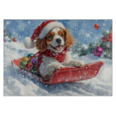 Cavalier King Charles Spaniel Dog Sledge Kerstmis Snijplank (Voorkant)