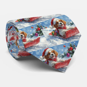 Cavalier King Charles Spaniel Dog Sledge Kerstmis Stropdas