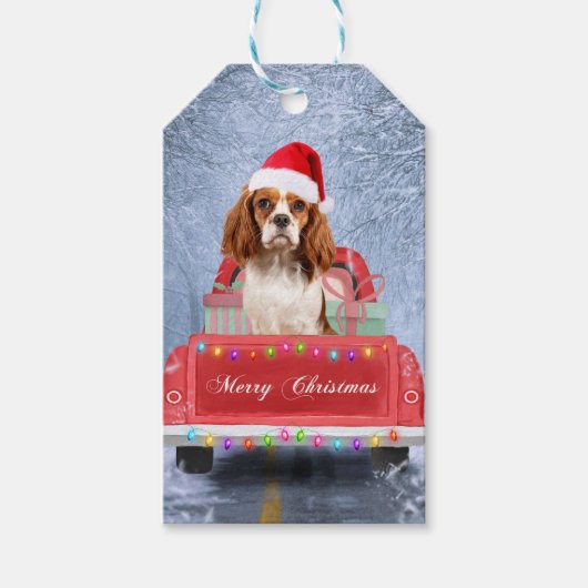 Cavalier King Charles Spaniel Dog Snow kerst Cadeaulabel (Voorkant)