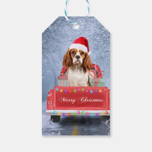 Cavalier King Charles Spaniel Dog Snow kerst Cadeaulabel (Achterkant)