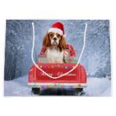 Cavalier King Charles Spaniel Dog Snow kerst Groot Cadeauzakje (Voorkant)