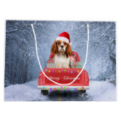 Cavalier King Charles Spaniel Dog Snow kerst Groot Cadeauzakje (Achterkant)
