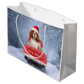 Cavalier King Charles Spaniel Dog Snow kerst Groot Cadeauzakje (Achterkant Gekanteld)