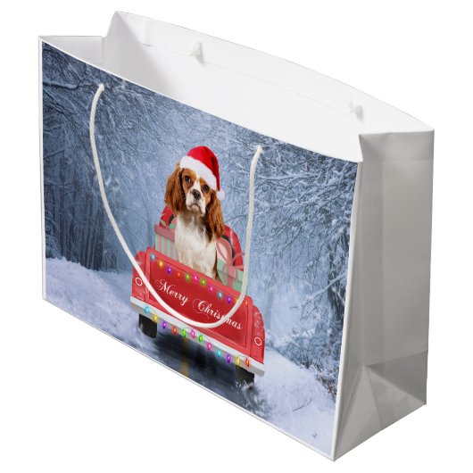 Cavalier King Charles Spaniel Dog Snow kerst Groot Cadeauzakje (Achterkant Gekanteld)
