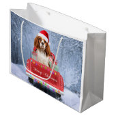 Cavalier King Charles Spaniel Dog Snow kerst Groot Cadeauzakje (Voorkant Gekanteld)