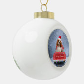 Cavalier King Charles Spaniel Dog Snow kerst Keramische Bal Ornament (Links)