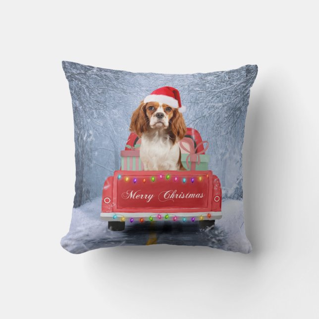 Cavalier King Charles Spaniel Dog Snow kerst Kussen (Voorkant)
