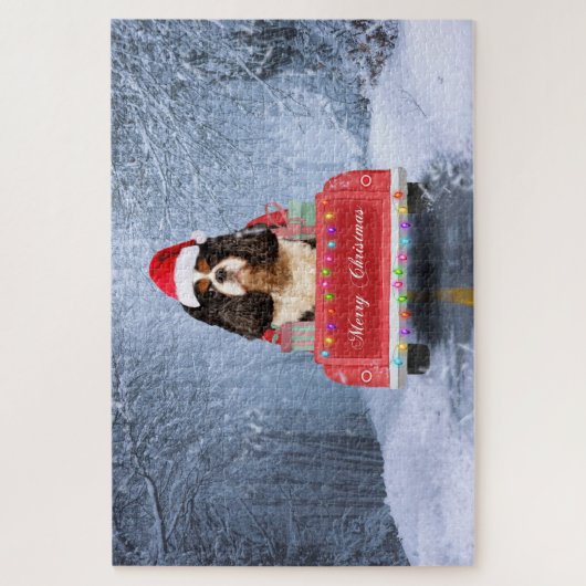 Cavalier King Charles Spaniel Dog Snow kerst Legpuzzel (Verticaal)