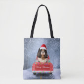 Cavalier King Charles Spaniel Dog Snow kerst Tote Bag (Voorkant)