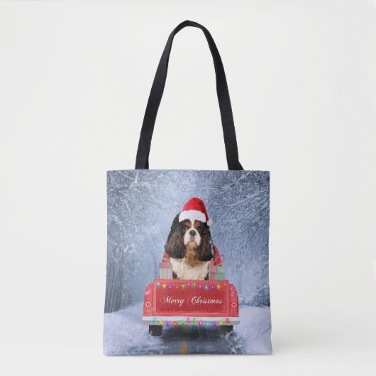 Cavalier King Charles Spaniel Dog Snow kerst Tote Bag (Voorkant)