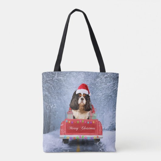 Cavalier King Charles Spaniel Dog Snow kerst Tote Bag (Achterkant)