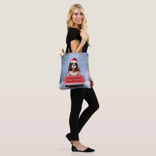 Cavalier King Charles Spaniel Dog Snow kerst Tote Bag (Op model)
