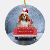 Cavalier King Charles Spaniel Dog Snow kerstmis C Keramisch Ornament (Voorkant)