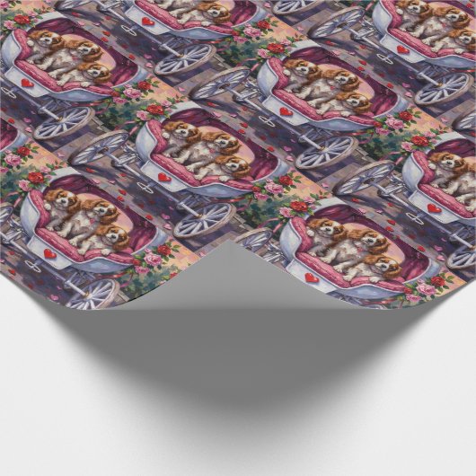 Cavalier King Charles Spaniel Dog Valentine's Day Cadeaupapier (Hoek)