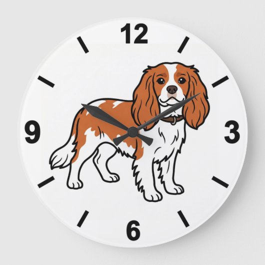 Cavalier King Charles Spaniel Dog Wall Clock Grote Klok (Voorkant)