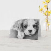 Cavalier King Charles Spaniel Dog Wenskaart Kaart (Gele Bloem)