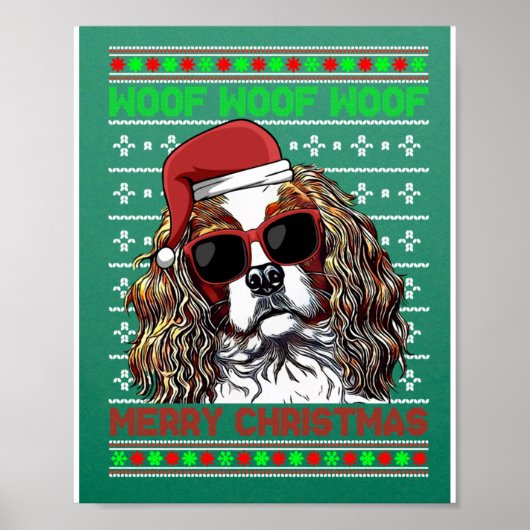 Cavalier King Charles Spaniel Dog Wof Merry Chris Poster (Voorkant)