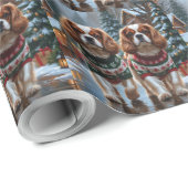 Cavalier King Charles Spaniel Dogs Christmas Snow  Cadeaupapier (Rol Hoek)
