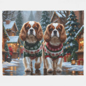 Cavalier King Charles Spaniel Dogs Christmas Snow  Fleece Deken (Voorkant (Horizontaal))