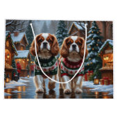 Cavalier King Charles Spaniel Dogs Christmas Snow  Groot Cadeauzakje (Achterkant)