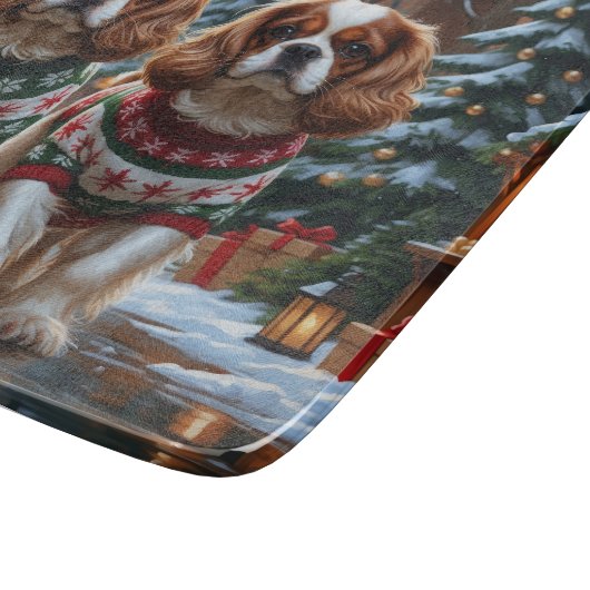 Cavalier King Charles Spaniel Dogs Christmas Snow  Snijplank (Hoek)