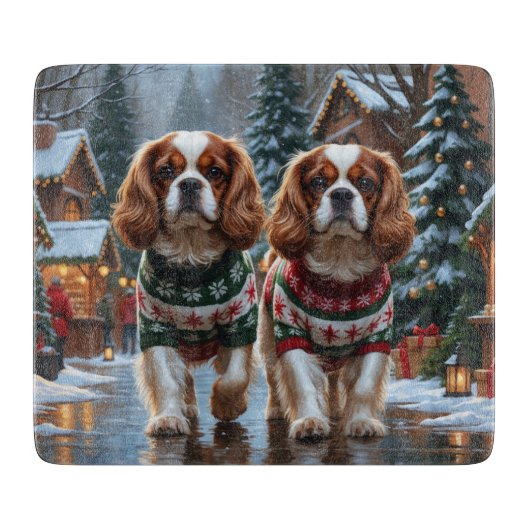 Cavalier King Charles Spaniel Dogs Christmas Snow  Snijplank (Voorkant)