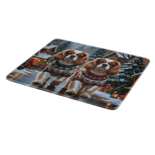 Cavalier King Charles Spaniel Dogs Christmas Snow  Snijplank (Hoek)